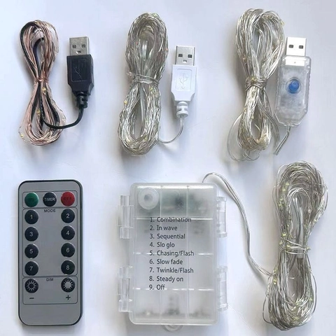 LED Copper Wire String Lights Remote Control USB Waterproof Multi Modes Fairy Lights For Christmas Wedding Decoration