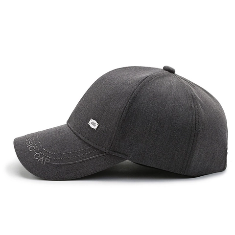 Casquette De Baseball Classique Polyester Coton Sergé Protection Solaire Broderie Étiquette Métallique Réglable Hommes