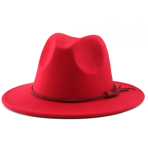 Wide Brim Fedora Hat Polyester Suede Tassel Braided Band Outdoor Cowboy Jazz Style Unisex Adjustable