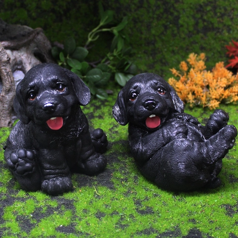 Figura De Perro Cachorro Realista Resina Simulación Labrador Golden Retriever Estatua Para Decoración Hogar Jardín Ornamento
