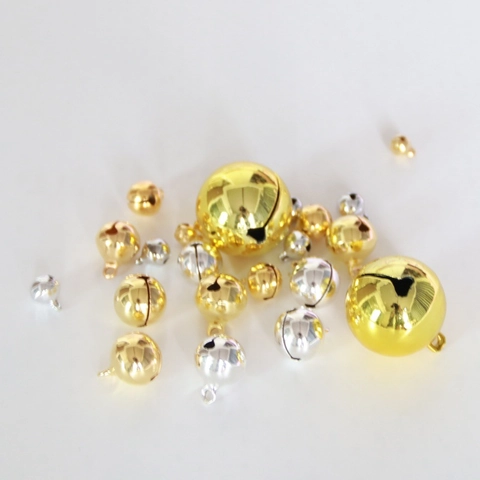Round Copper Bells DIY Craft Accessory Christmas Tree Decoration Electroplated Metal Jingle Bells With Hanging Loop