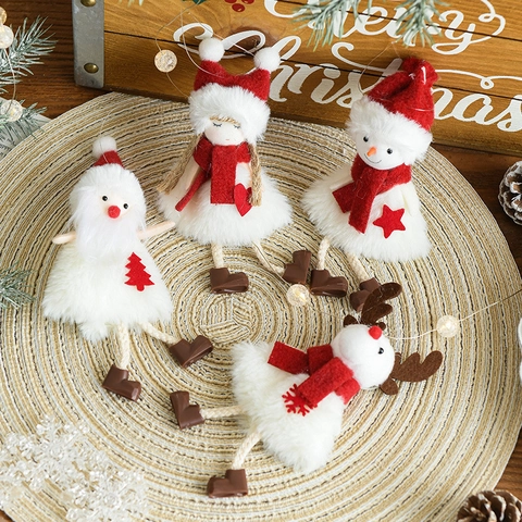Ornamenti Appesi Di Natale In Peluche Babbo Natale Pupazzo Di Neve Renna Ragazza Bambole Feltro Tessuto A Maglia Decorazione
