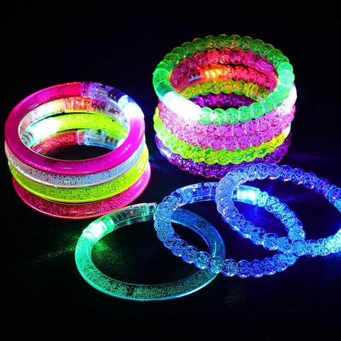 LED Glowing Bracelet Acrylic Colorful Flashing Light Up Bangle Decorative Bubbles Party Concert Night Festival Accessories