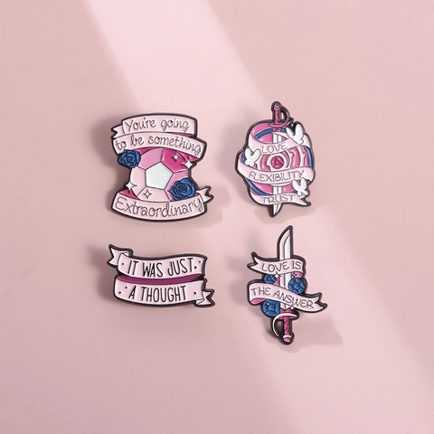 Spille In Smalto Rosa Blu Spilla In Lega Di Zinco Distintivi Con Citazioni Motivazionali Per Decorazione Abbigliamento Zaino Stile Cartone Animato