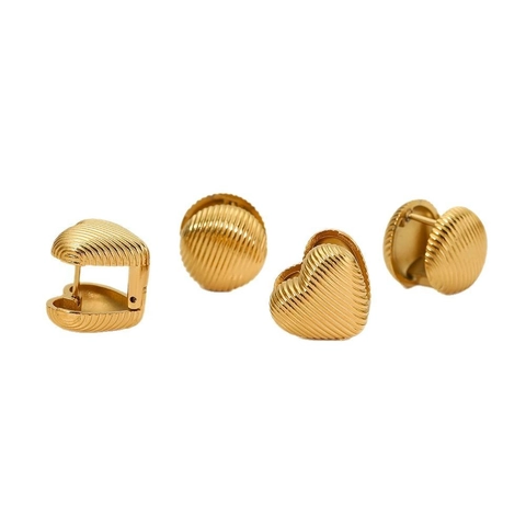 Orecchini A Cerchio Cuore Tondo Acciaio Inossidabile Strutturati PVD Placcati Oro Argento Minimalisti Gioielli Donne