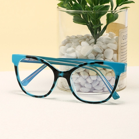 Modieuze Kattenoog Blauw Licht Bril Dames Retro PC Frame Lichtgewicht Optische Bril Heldere Glazen Luipaard