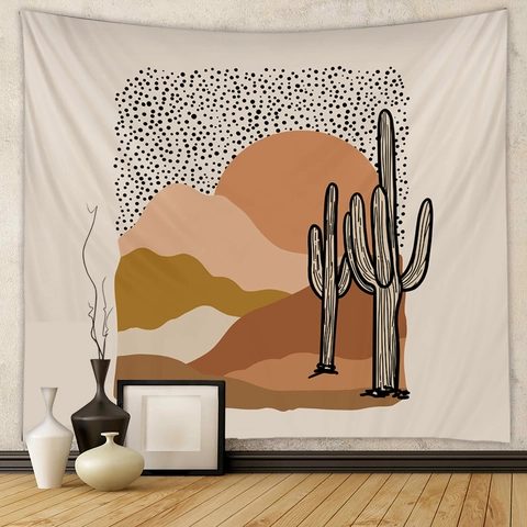 Bohemian Tapestry Wall Hanging Polyester Abstract Sun Moon Mountain Background Cloth For Bedroom Living Room Home Decor
