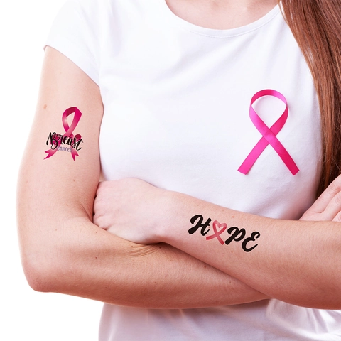 Adesivi Per Tatuaggi Temporanei A nastro Rosa Impermeabili Consapevolezza Del Cancρο Al Seno Supporto Motivazionale Per Donne Festa Di Beneficenza