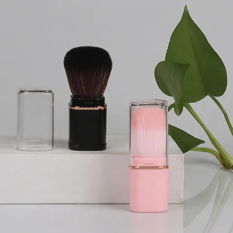 Tragbarer Einziehbarer Make-up Pinsel Synthetikfaser Weicher Puder Rouge Pinsel Mit Transparentem Staubschutzdeckel Beauty Tool