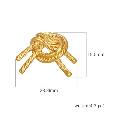 Knoop Oorbellen Dames Roestvrij Staal 18K Verguld Vintage Gedraaide Strik Sieraden Elegant Minimalistisch