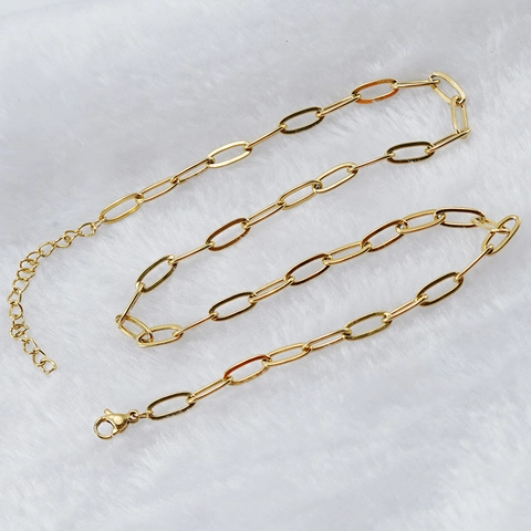 18K Vergulde Roestvrijstalen Paperclip Ketting Halsketting Voor Dames Heren Mode Geometrische Schakelketting Sieraden Accessoire