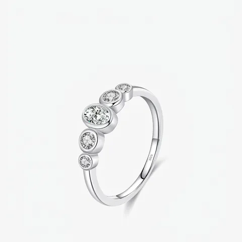 S925 Sterlingsilber Ovalschliff Zirkonia Ring Eleganter Geometrischer Ring Mit Fünf Eingelegten Steinen Für Damen Luxusschmuck
