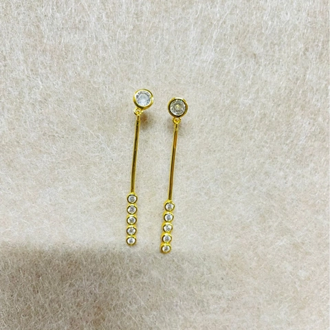 Minimalistische Kupfer Vergoldet Lange Ohrhänger Für Damen Mode Schmuck Mit Klaren Strass Ohrringe Trendig