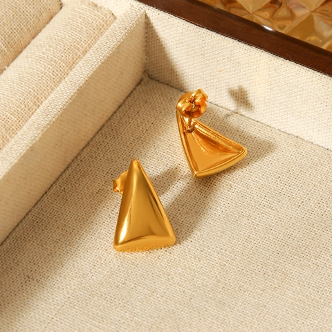 Triangle Stud Earrings 18K Gold Plated Stainless Steel Geometric Minimalist INS Style Fashion Jewelry For Women