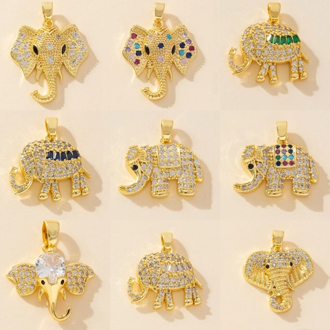 Collana Con Ciondolo Elefante Portafortuna Donna Rame Con Zirconi Gioielli Animali Placcati Oro Regalo