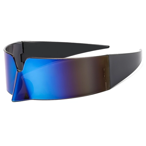 Futuristische Vizier Zonnebril Voor Heren Dames Y2K Wrap Around Uit Één Stuk PC Frame UV400 Cyberpunk Party Bril