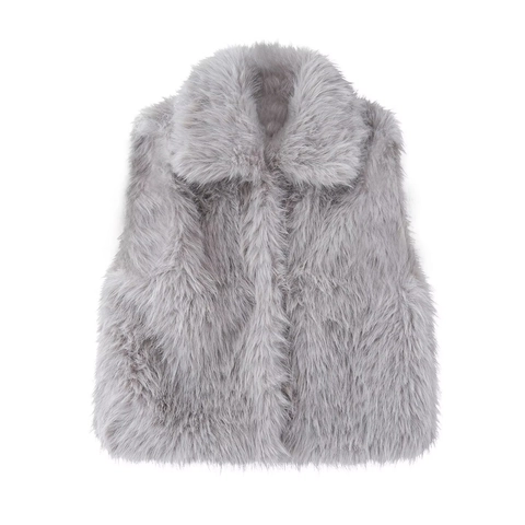 Damen Faux Pelz Weste Ärmellose Flauschige Jacke Streetwear Mode Revers Warme Winterweste