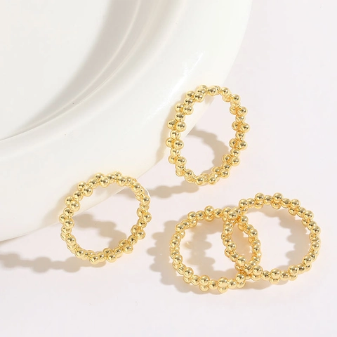 Anello a Perline in Rame Minimalista per Donna Placcato in Oro 14K Gioielli da Dito Impilabili di Moda Semplice Anello a Fascia