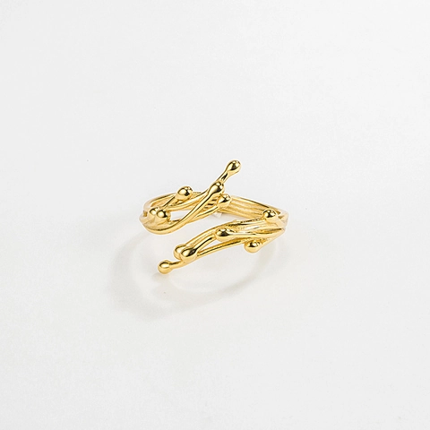 925 Sterling Silver Branch Open Ring For Women Minimalist 18K Gold Plated Adjustable Liquid Metal Geometric Finger Ring