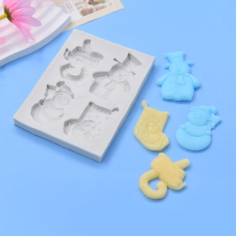 Christmas Snowman Stocking Candy Cane Silicone Mold DIY Baking Cake Fondant Chocolate Craft Decorative Manual Tool