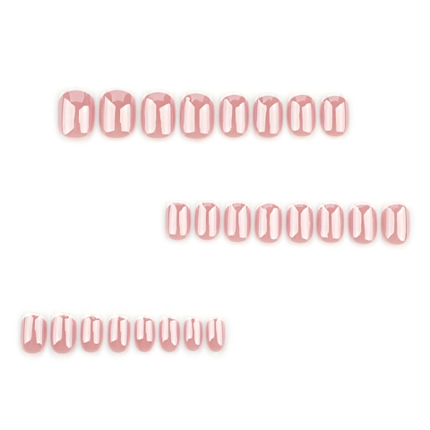 French Tip Press On Nails White Edge Nude Pink Glossy Mini Short Round Artificial False Nails For Women