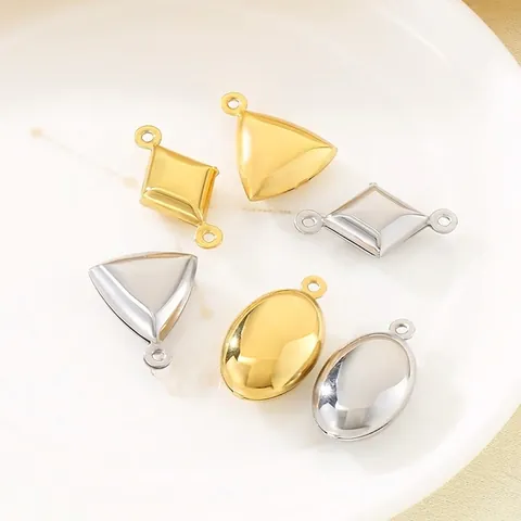 Geometrische Edelstahl Anhänger Poliert Dreieck Oval Raute Für DIY Schmuckherstellung Gold Silber Zubehör