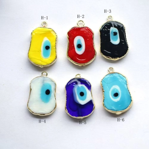 Böser Blick Charms Kupfer Emaille Glas DIY Schmuckverbinder Für Halsketten Armbänder Herstellung Boho Stil Vergoldet