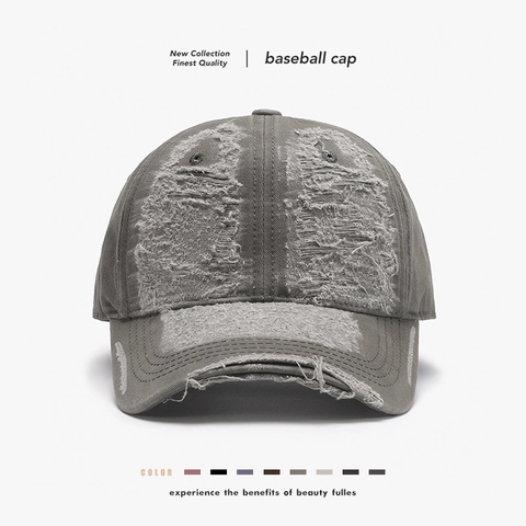 Distressed Washed Cotton Baseball Cap Vintage Streetwear Worn Retro Style Adjustable Breathable Sun Protection For Men Women