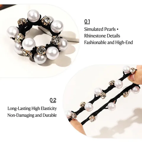 Elastico Capelli Künstliche Perle Strass Supporto Coda Di Cavallo Elegante Stile Coreano Corda Intrecciata Accessori Capelli Donna