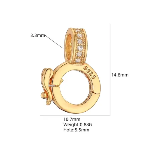 925 Sterlingsilber Anhänger Schlaufe Verschluss Zirkonia Eingelegt Verbinder Für Halskette Armband DIY Schmuckherstellung