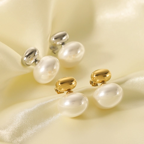 Boucles D'oreilles Pendantes Künstliche Perles Géométriques Acier Inoxydable Plaqué Or 18K Style Niche Vintage Français Femmes