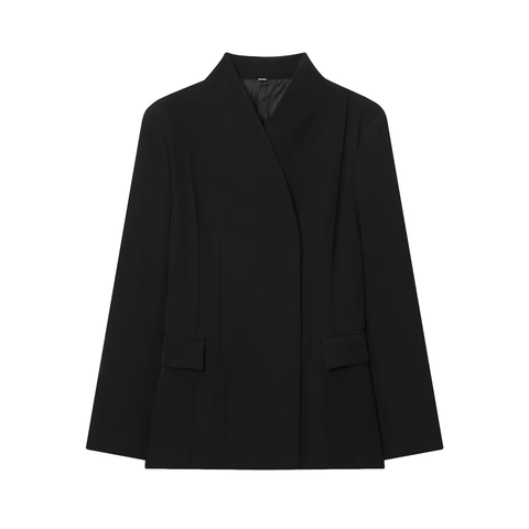 Completo Blazer E Pantaloni Da Donna Twill Poliestere Vestibilità Aderente Vita Alta Gamba Larga Ufficio Professionale Chic