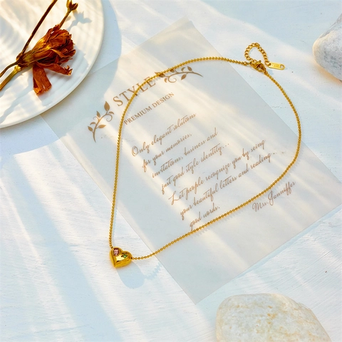 Koreanisch Minimalistisch Edelstahl Herz Anhänger Halskette Für Damen Gold Galvanisiert Stern Strass Beaded Kette Schmuck