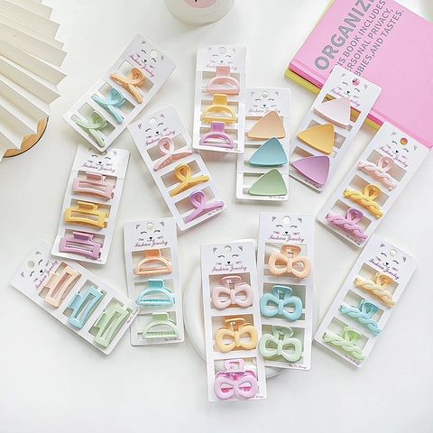 Hair Claws Matte Plastic Candy Color Macaron Small Hair Clips Fashion Girls Kids Styling Accessories