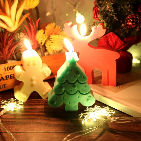 Kerst Siliconen Kaarsvorm Peperkoekmannetje Rendier Boom DIY Aromatherapie Wax Hars Handwerk Decor