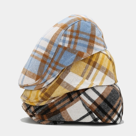 Vintage Schiebermütze Kariert Retro Britischer Stil Ivy Mütze Für Herren Damen Baumwolle Newsboy Malermütze
