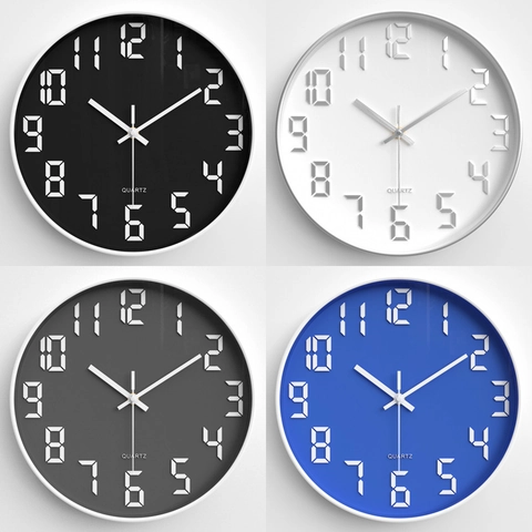 Orologio Da Parete Rotondo Moderno Silenzioso Quarzo Cornice Plastica Copertura Vetro Arredo Soggiorno Ufficio Minimalista