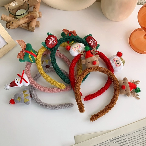 Weihnachts-Haarreif Plüsch Rentiergeweih Schneemann Weihnachtsmann Feiertagsparty Haarschmuck Süßes Festliches Kostümzubehör