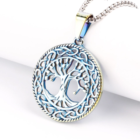 Collana Pendente Albero Della Vita Acciaio Inossidabile Cavo Tondo Nodo Celtico Gioielli Albero Dei Desideri Uomo Donna