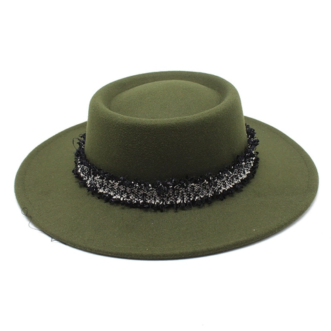 Retro Boater Hut Baumwoll Polyester Mischung Flacher Kopf Breite Krempe Gewebtes Quastenband Elegantes Zubehör Damen