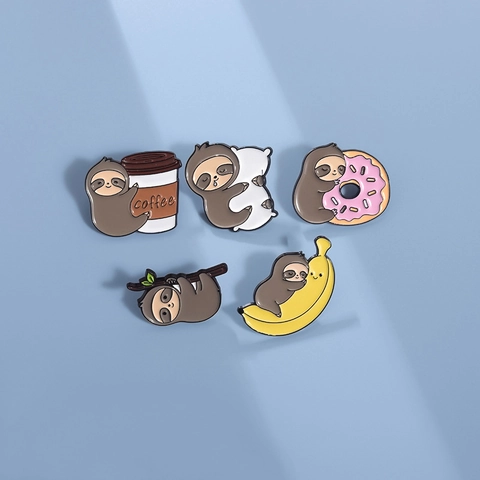 Pines de Broche de Esmalte de Perezoso de Dibujos Animados de Aleación de Zinc Lindas Insignias de Animales para Mochilas