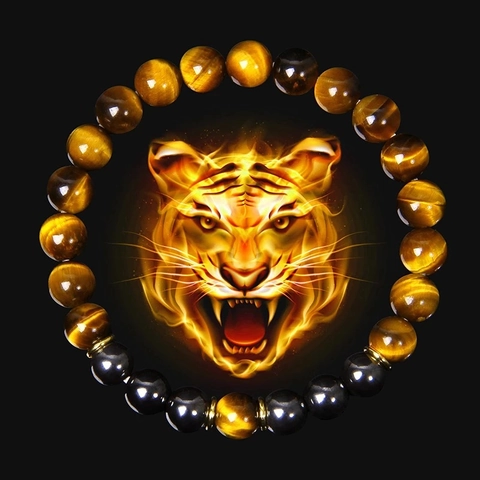 Natural Tiger Eye Stone Beaded Bracelets Healing Energy Gemstone Elastic Adjustable Hand Jewelry For Men Women