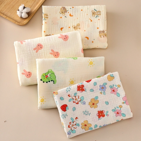 Muslin Baby Swaddle Blanket Soft Pure Cotton Double Layer Breathable Receiving Wrap For Newborns Infants Cartoon Prints