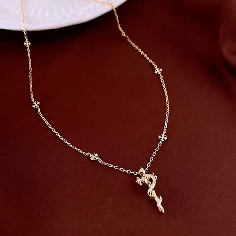 Gothic Pendant Necklace For Women Copper With Zircon Inlaid Snake Cross And Dagger Design Retro Luxury Jewelry