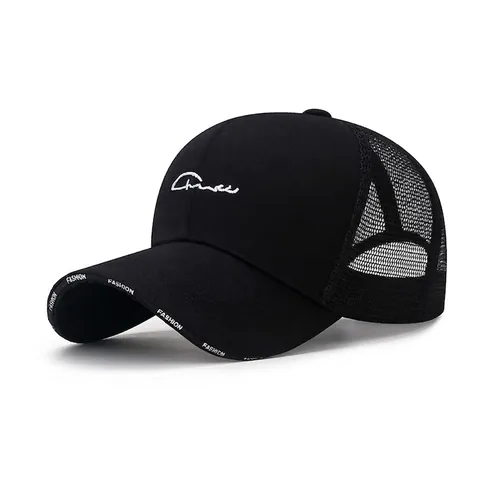 Casquette De Baseball En Maille Respirante Coton Polyester Camionneur Ajustable Snapback Protection Solaire Broderie Unisexe