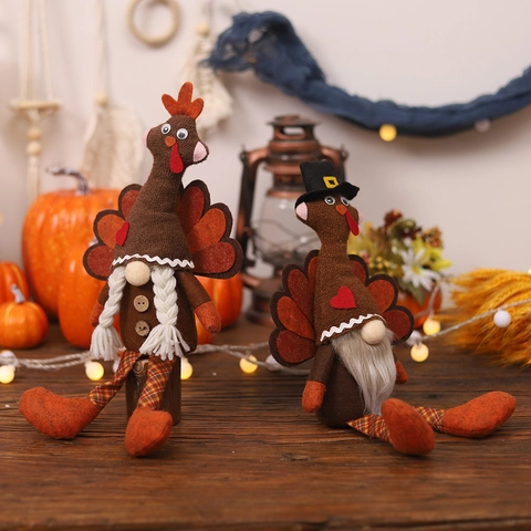 Gnome De Dinde De Thanksgiving Décoration En Peluche Fait À Main Fête Des Récoltes Automne Maison Ornement De Table