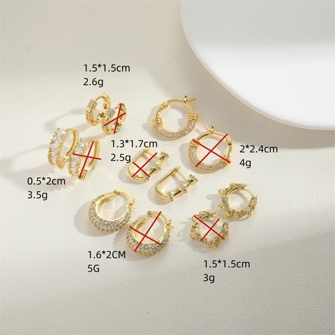 Franse Retro Koperen Huggie Hoop Oorbellen Verguld Met Sprankelende Zirkonia Geometrische Sieraden Voor Dames