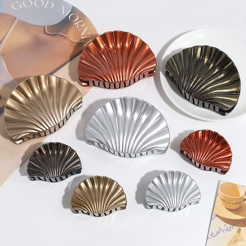 Vintage Shell Shape Hair Claw Clip Metallic Plastic Retro Ponytail Holder Shark Clip For Women Hair Accessories