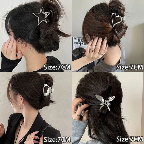 Haarklammer Aus Metall Legierung Schmetterling Stern Herz Formen Liquid Metal Stil Schicke Große Haaraccessoires Für Frauen
