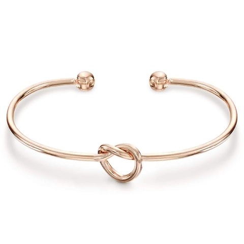 Knot Cuff Bangle Bracelet Stainless Steel Minimalist Open Jewelry For Women Elegant Ball Ends Style